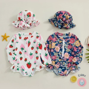 Toddler Girls Strawberry Print Swimsuit Set