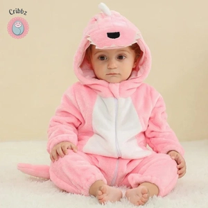 Winter Dinosaur Hooded Baby Jumpsuit