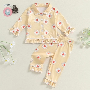 Strawberry Print Baby Girls Pajamas Set