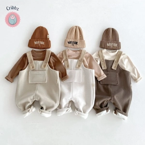 Fashionable Fleece Lined Baby Overalls