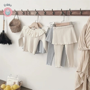 Baby Girls Casual Suit with Lotus Leaf Collar