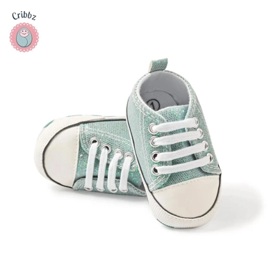 Fashionable Soft Canvas Baby Sneakers title=