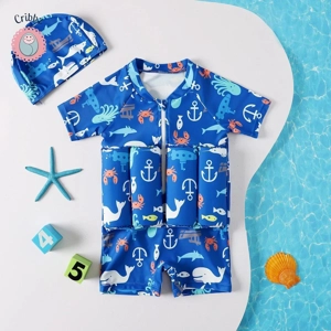 Childrens Cartoon Print Buoyancy Swimsuit
