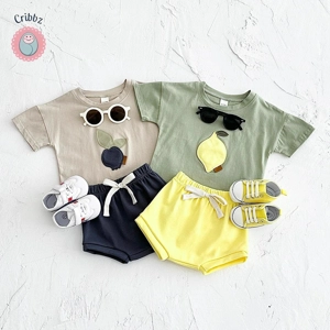 Lemon Print Baby Outfit Set for Summer