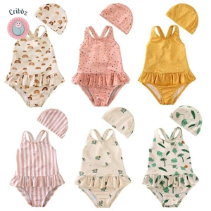 Cute Floral Backless One-Piece Swimsuit for Girls