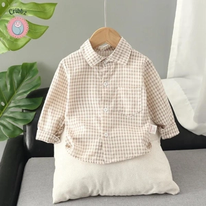 Plaid Cotton Long Sleeve Shirt for Kids