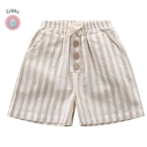 Vintage Stripe Baby Shorts with Pockets