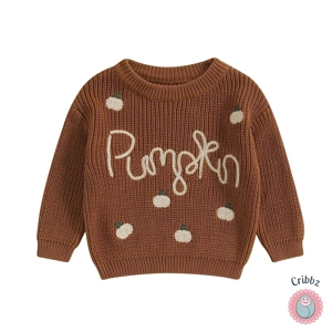 Knitted Pumpkin Pullover for Babies