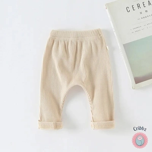 Casual Ribbed Striped Baby Trousers