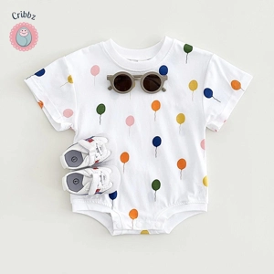 Cotton Infant Balloon Print Romper Jumpsuit