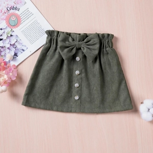 Summer Baby Girl Bow Button Mini Skirt