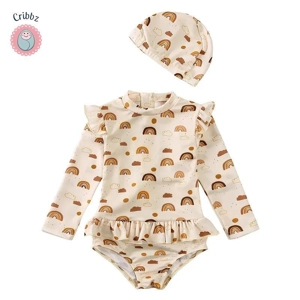 Ruffled Long Sleeve UV Swimsuit for Kids