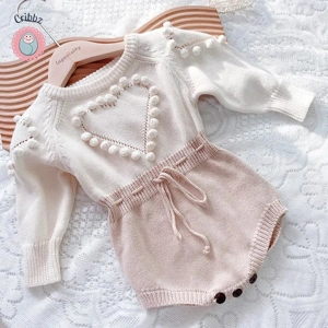 Spring Heart Knitted Jumpsuit for Infants