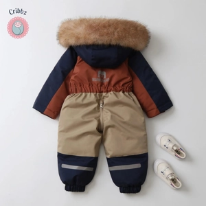 Warm Hooded Ski Jumpsuit for Children
