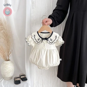 Baby Girls Summer Embroidered Bodysuit Set