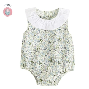 Floral Cotton Sleeveless Baby Bodysuit