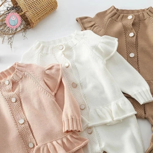 Spring Knitted Lace Romper for Babies