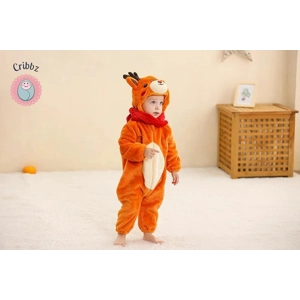 Hooded Flannel Baby Romper Jumpsuit