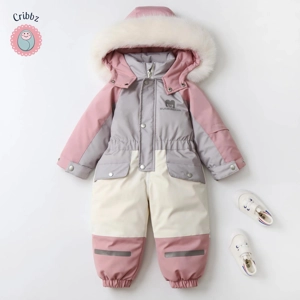 Warm Hooded Ski Jumpsuit for Children