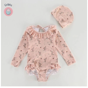 Floral Ruffle Collar One-Piece Swimsuit