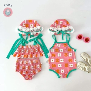 Korean Style Baby Girls Floral Swimsuit