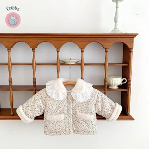 Floral Fleece Coat with Fur Lining