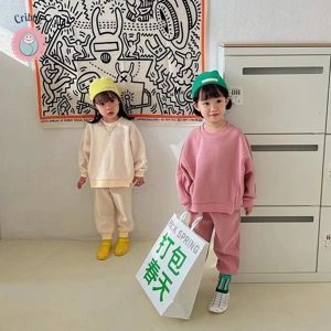 Autumn Casual Kids Waffle Clothing Set