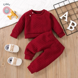 Newborn Baby Solid Color Outfit Set