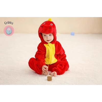 Hooded Flannel Baby Romper Jumpsuit title=