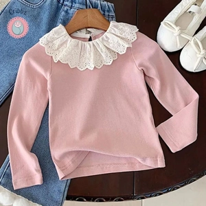 Girls Lace Ruffled Collar Blouse