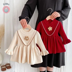 Knitted A-line Flower Dress for Girls