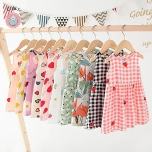 Girls Summer Sleeveless Floral Print Dress