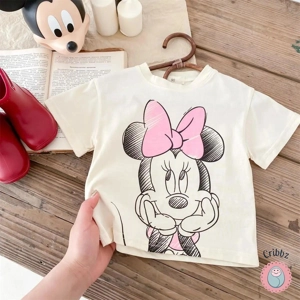 Cute Summer Girls T-Shirt with Minnie Mouse
