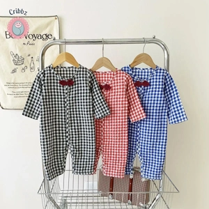{Toddler Boy Long Sleeve Plaid Romper
