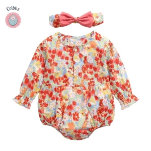 Cute Cotton Baby Girl Bodysuits with Headband