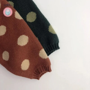 Vintage Polka Dot Knit Pullover for Kids