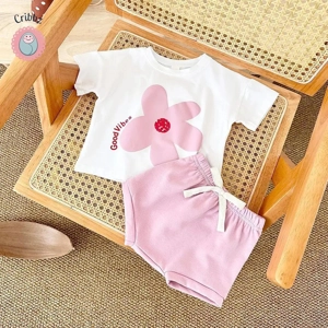 Cartoon Wave T-shirt and Beach Shorts Set