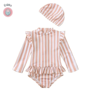 Ruffled Long Sleeve UV Swimsuit for Kids