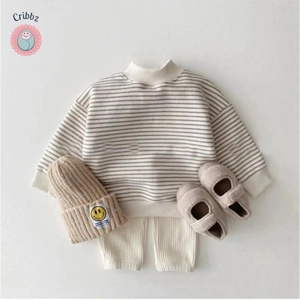 Fleece Lined Striped Baby Hoodies