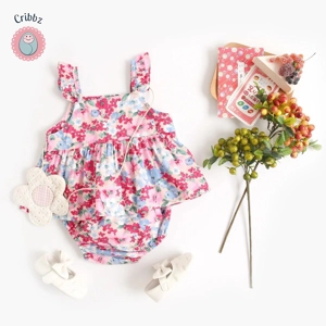 Floral Sleeveless Baby Girls Summer Set