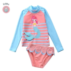Happy Flute Cartoon Long-Sleeve Swimsuit Set