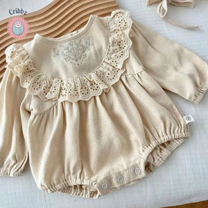 Spring Baby Lace Jumpsuit Set with Hat