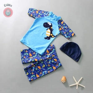 Boys Short Sleeve Swimwear Set with Hat