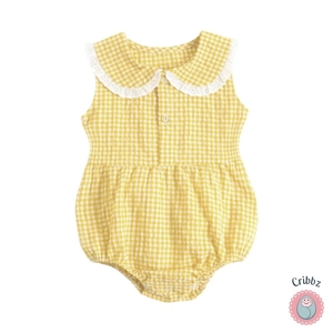 Cute Plaid Cotton Baby Bodysuit for Girls