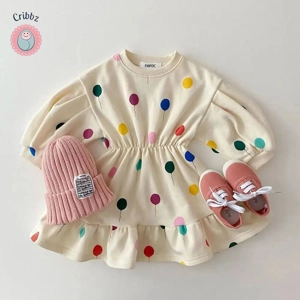 Colorful Balloon Long Sleeve Baby Dress