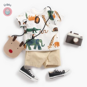 Cute Cartoon Baby Boys Summer Set