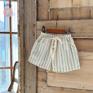 Vintage Stripe Baby Shorts with Pockets