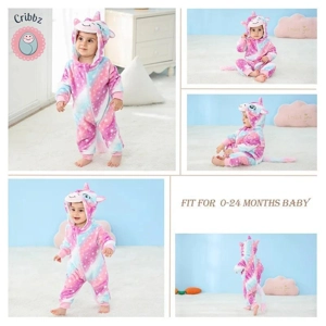 Hooded Flannel Baby Romper Jumpsuit