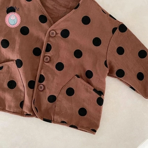 Korean Polka Dot V-Neck Jacket for Kids