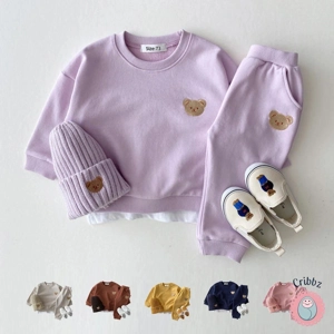 Kids Cute Bear Pullover and Sweatpants Set